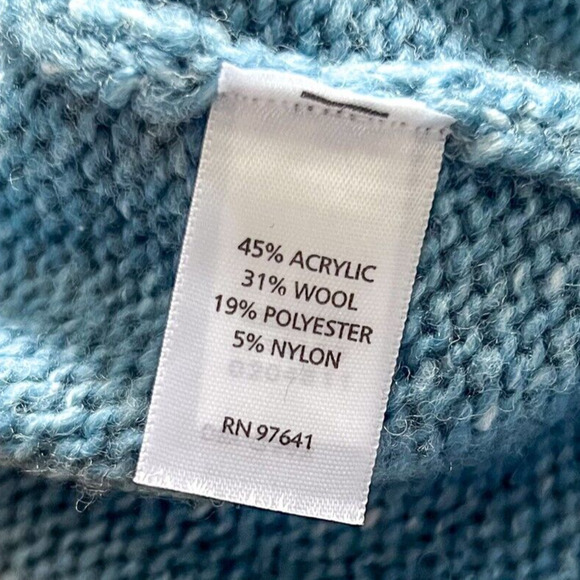 BNWT J.Jill Women Sz Medium Petite Aztec Boho Shawl Cardigan Sweater Blue Brown - Picture 8 of 8